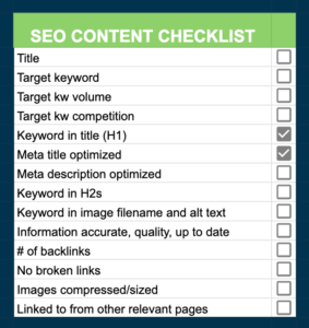 seo checklist